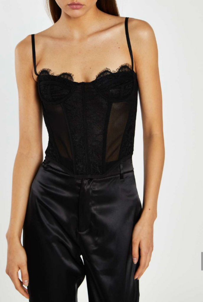 Lace and mesh corset top