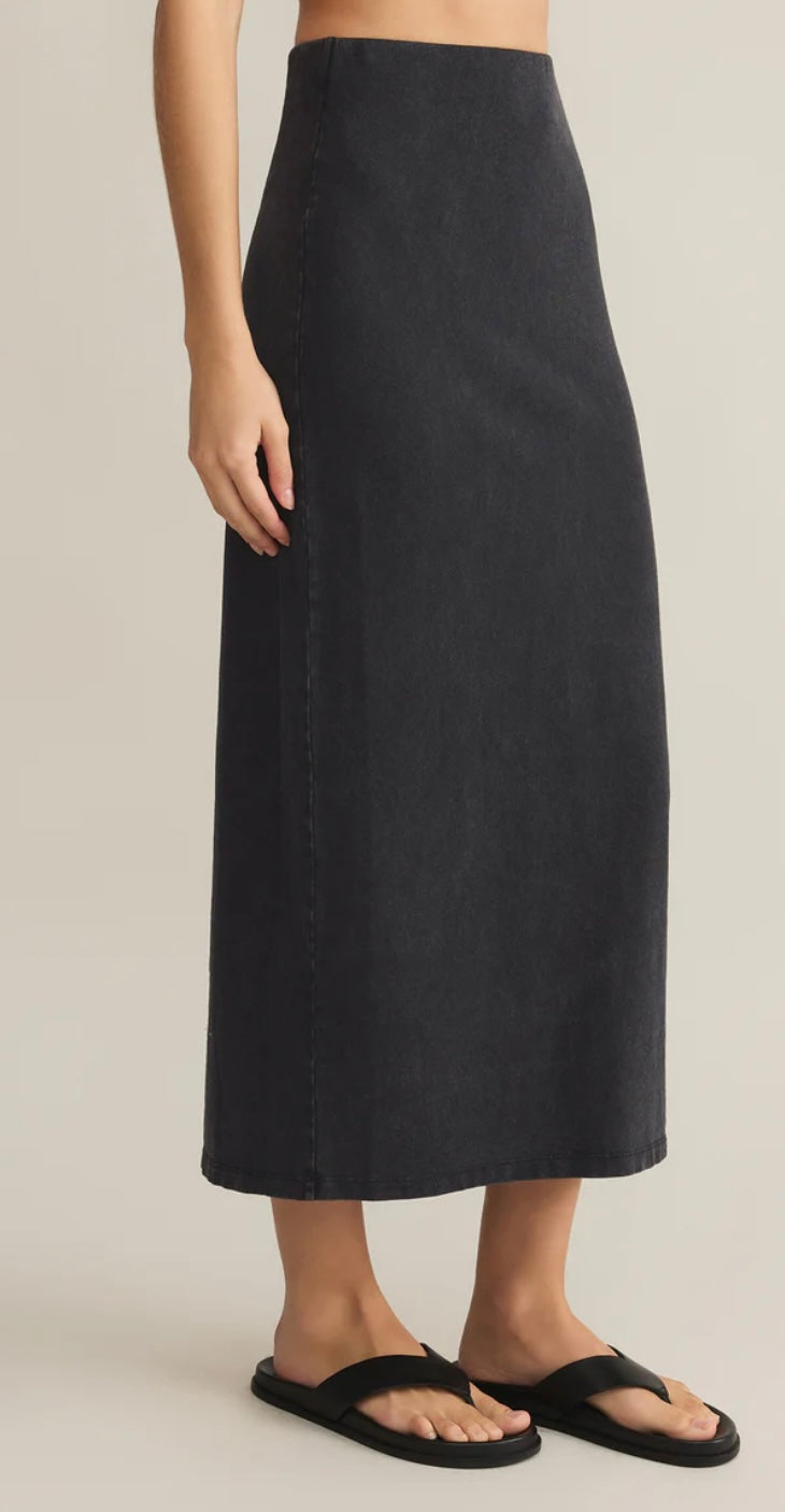 Washed Black soft jersey skirt