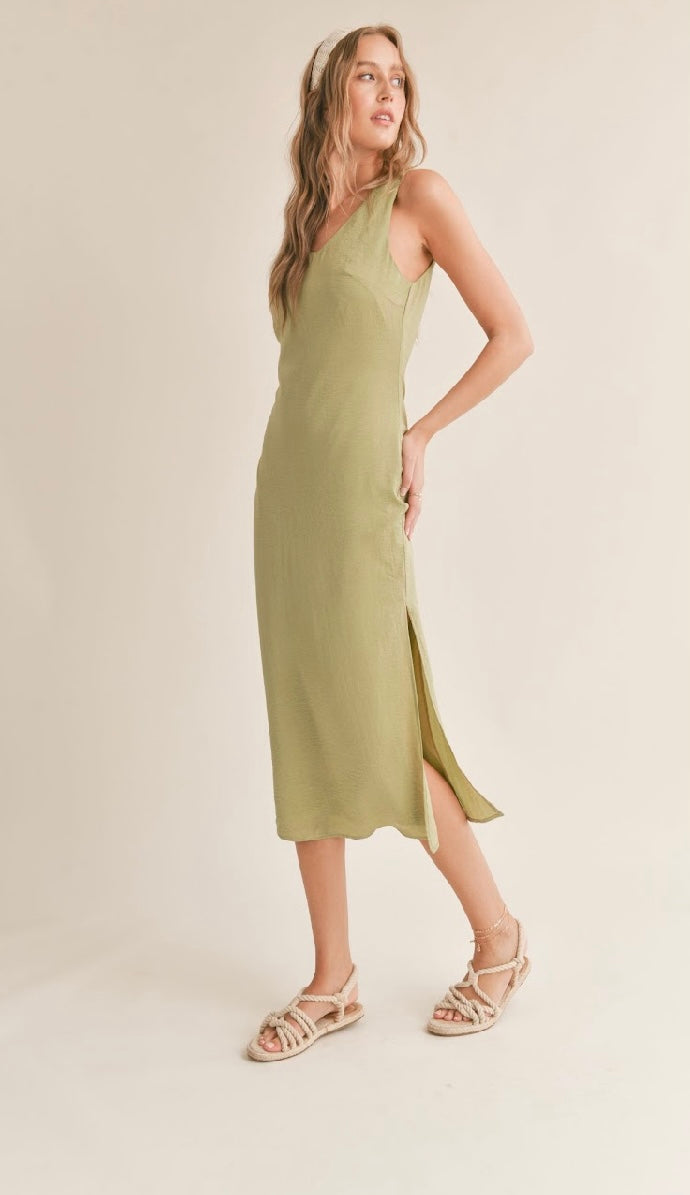 Sage green midi length dress