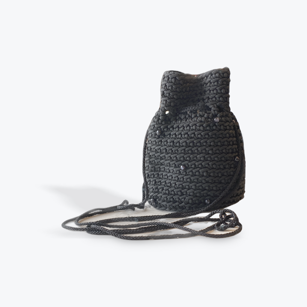 Crochet crossbody bucket bag